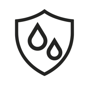 Hydrophobic ceramic coating icon at WrapState, showing water-repelling shield to protect vehicle from mud, grime, and reduce wash frequency in NJ and FL.